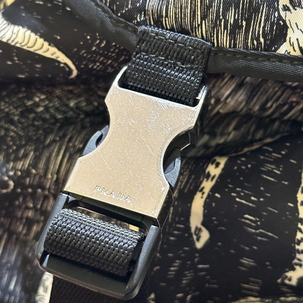 PRADA Backpack 2VZ135 Nylon black Animal total pattern