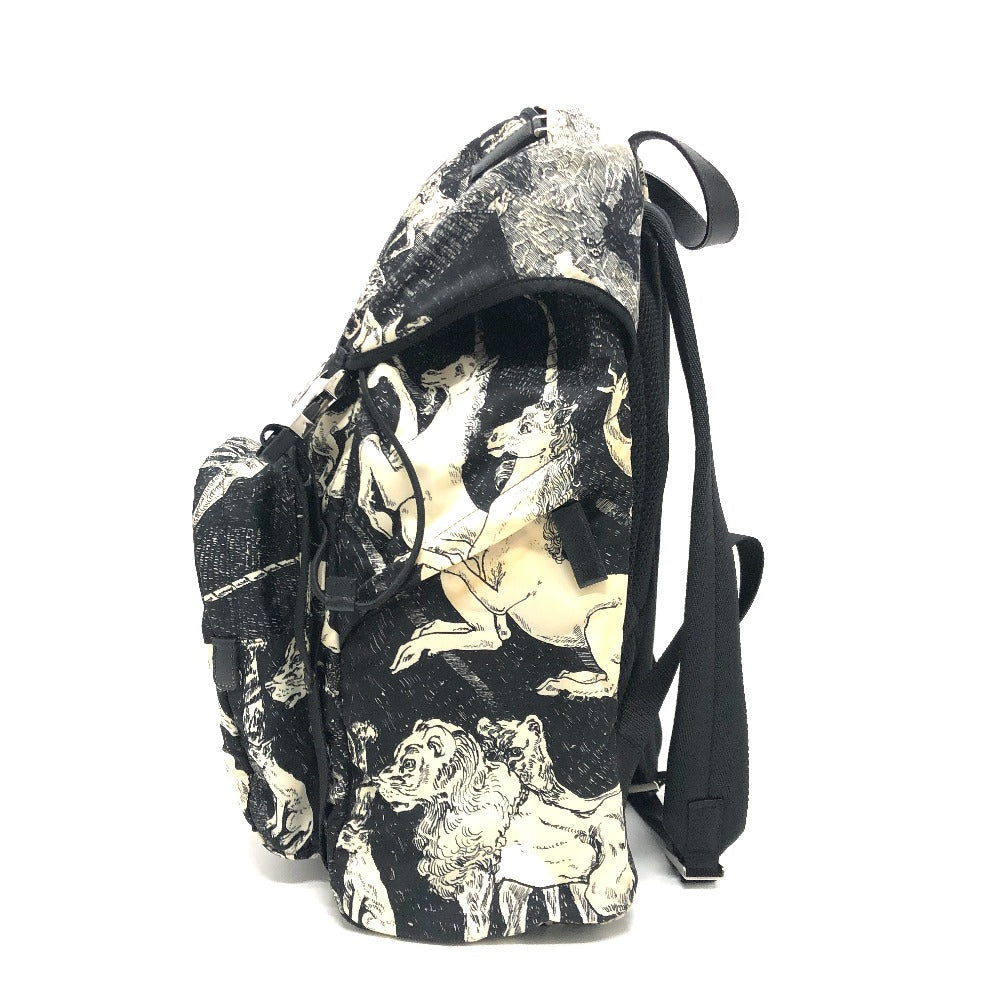 PRADA Backpack 2VZ135 Nylon black Animal total pattern