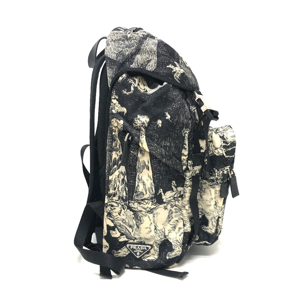 PRADA Backpack 2VZ135 Nylon black Animal total pattern