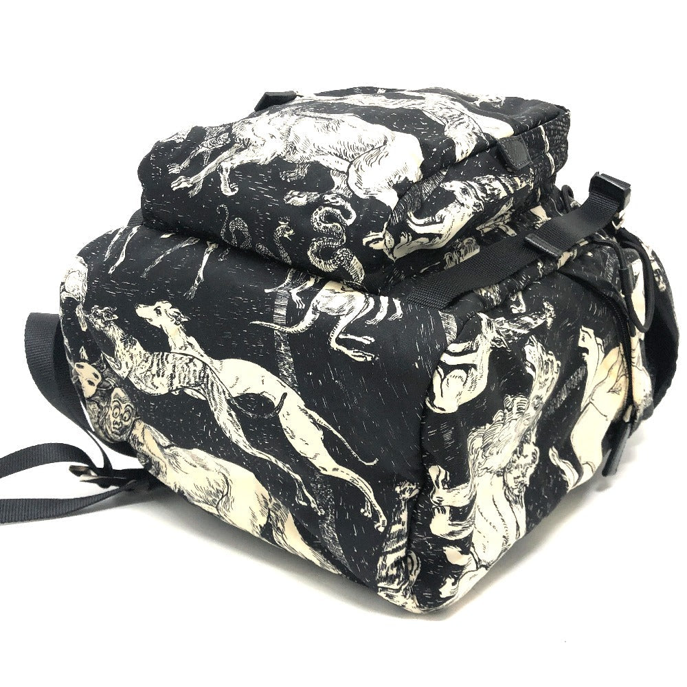 PRADA Backpack 2VZ135 Nylon black Animal total pattern