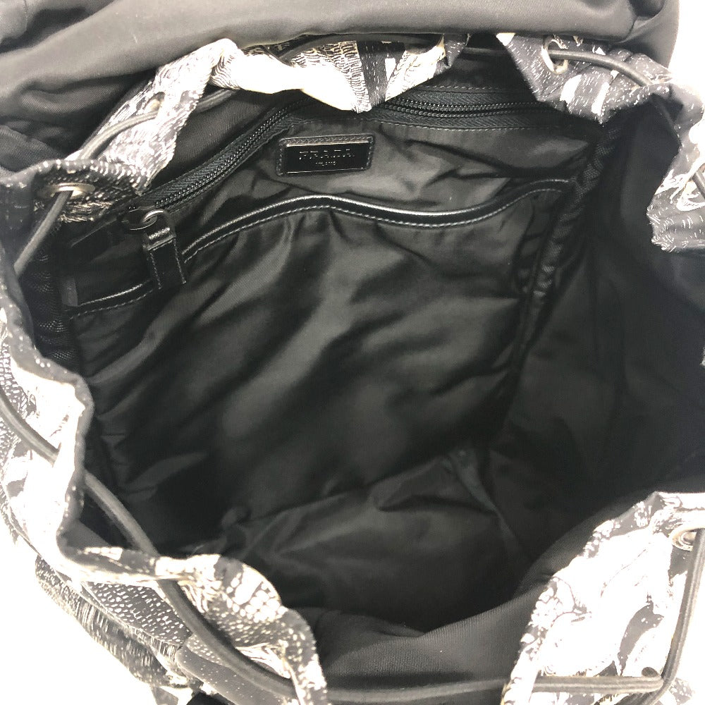 PRADA Backpack 2VZ135 Nylon black Animal total pattern
