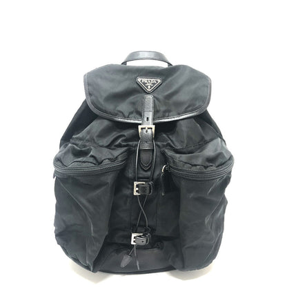 PRADA Backpack Ｖ130 Nylon black Double pocket