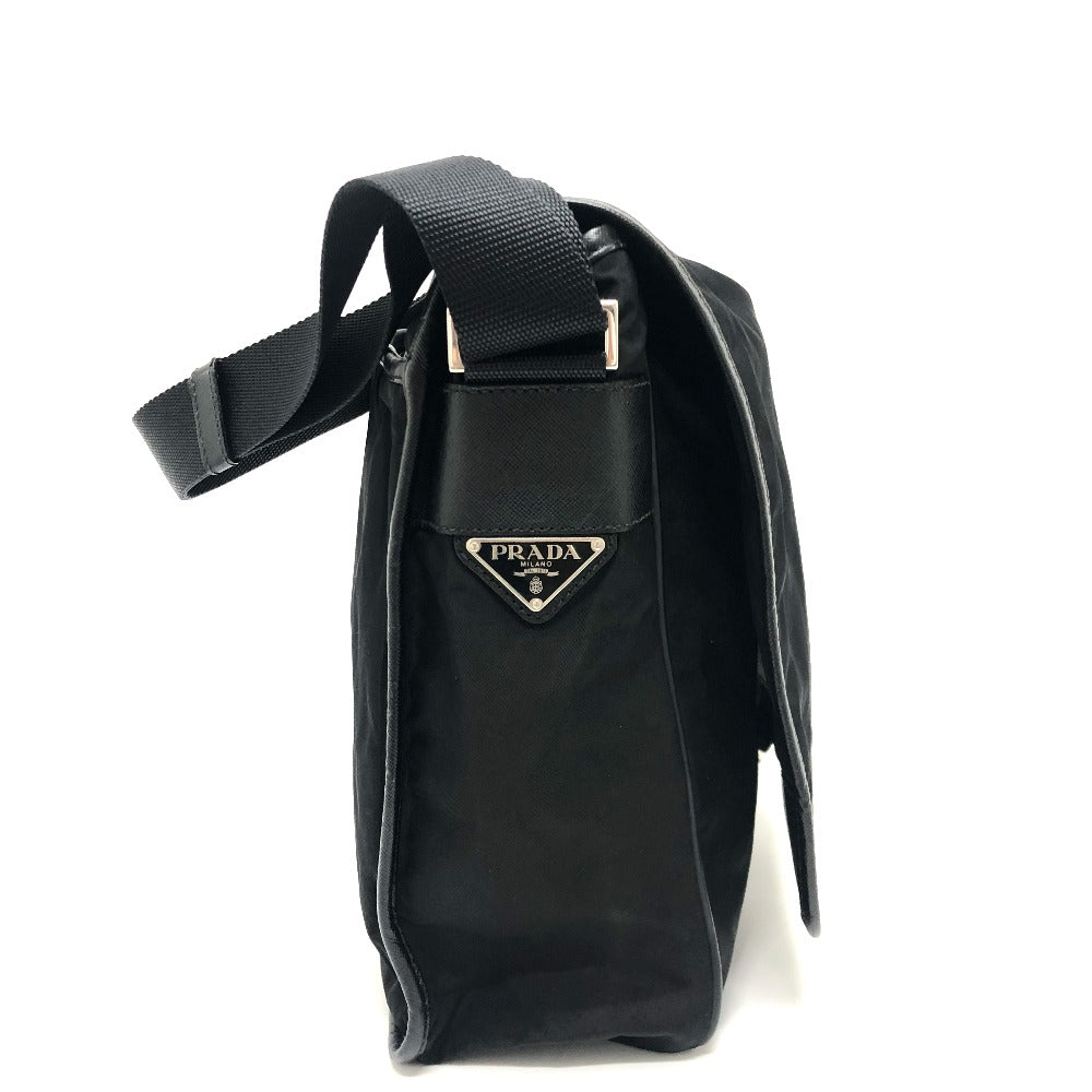 PRADA Shoulder Bag ‚u166 Nylon / leather black mens Used Authentic