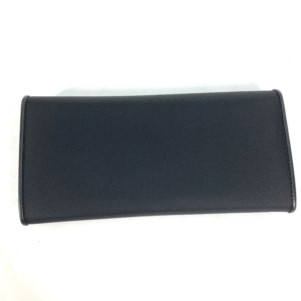 PRADA Folded wallet 1MH132 Nylon canvas, leather black Long Wallet Business Card Case Triangle logo plate Women Used Authentic