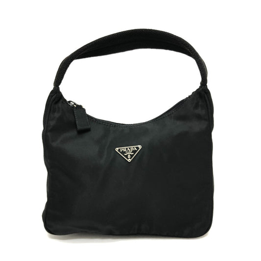 PRADA Handbag MV515 Nylon black Triangular plate Women Used Authentic