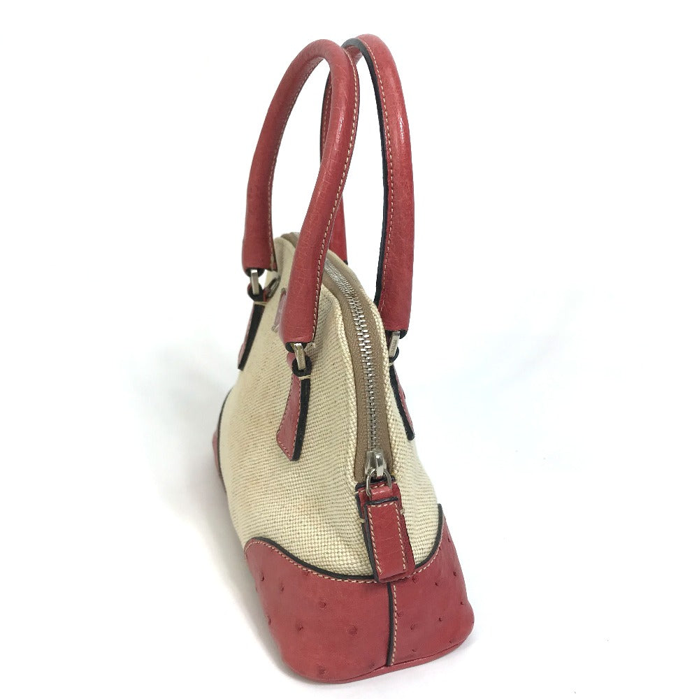PRADA Handbag BN0115 canvas Beige typex red CANAPA+STRUZZ Mini bag Women Used Authentic