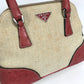 PRADA Handbag BN0115 canvas Beige typex red CANAPA+STRUZZ Mini bag Women Used Authentic