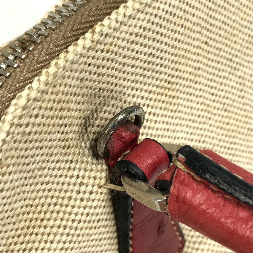 PRADA Handbag BN0115 canvas Beige typex red CANAPA+STRUZZ Mini bag Women Used Authentic