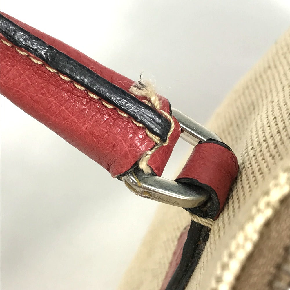 PRADA Handbag BN0115 canvas Beige typex red CANAPA+STRUZZ Mini bag Women Used Authentic