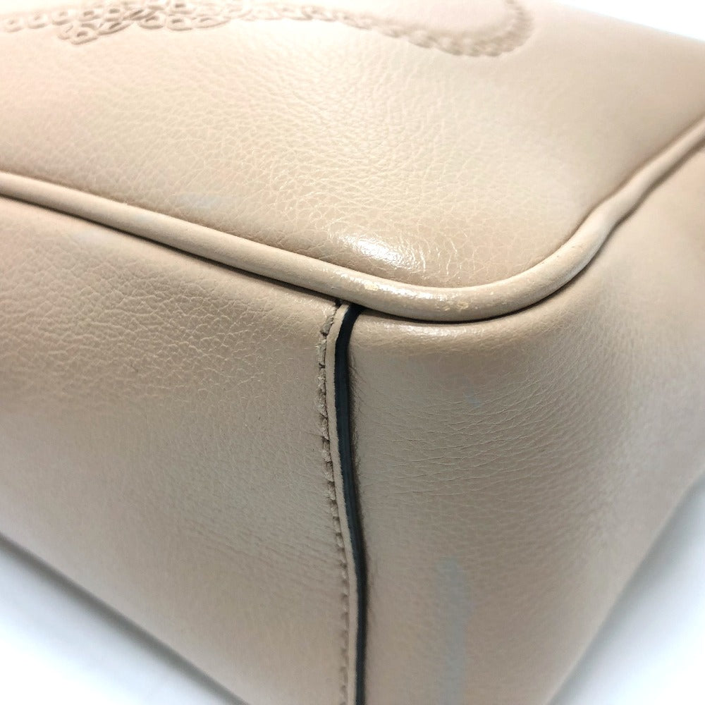 PRADA Shoulder Bag 1BH089 leather beige logo GLACE CALF CAMMEO Women Used Authentic