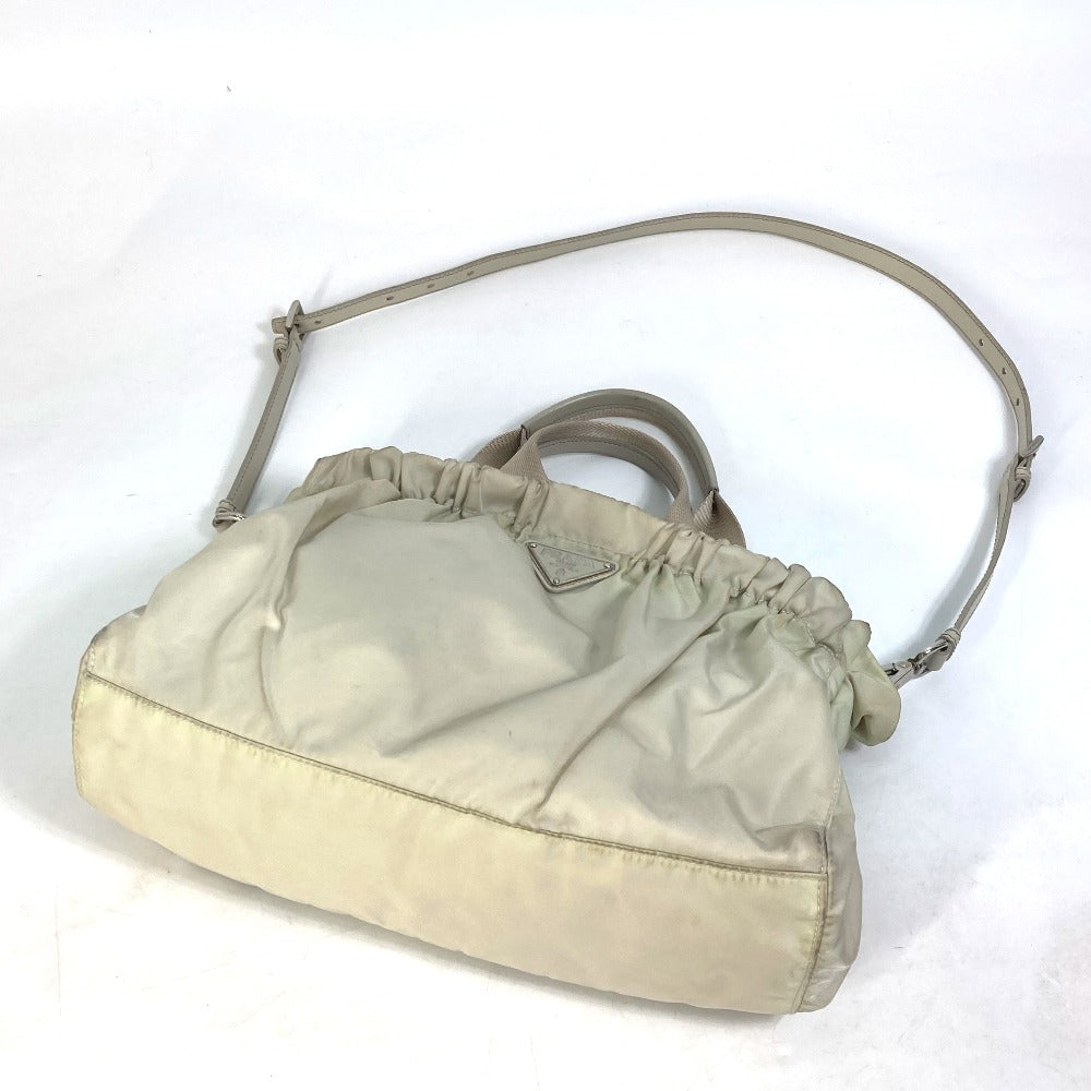 PRADA Handbag BN1631 Nylon / leather Light beige type Crossbody Triangle logo Women Used Authentic