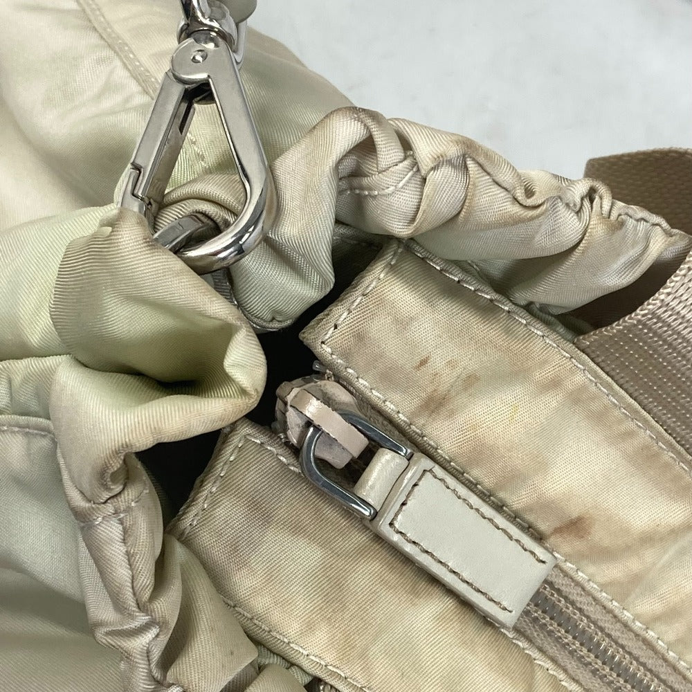 PRADA Handbag BN1631 Nylon / leather Light beige type Crossbody Triangle logo Women Used Authentic