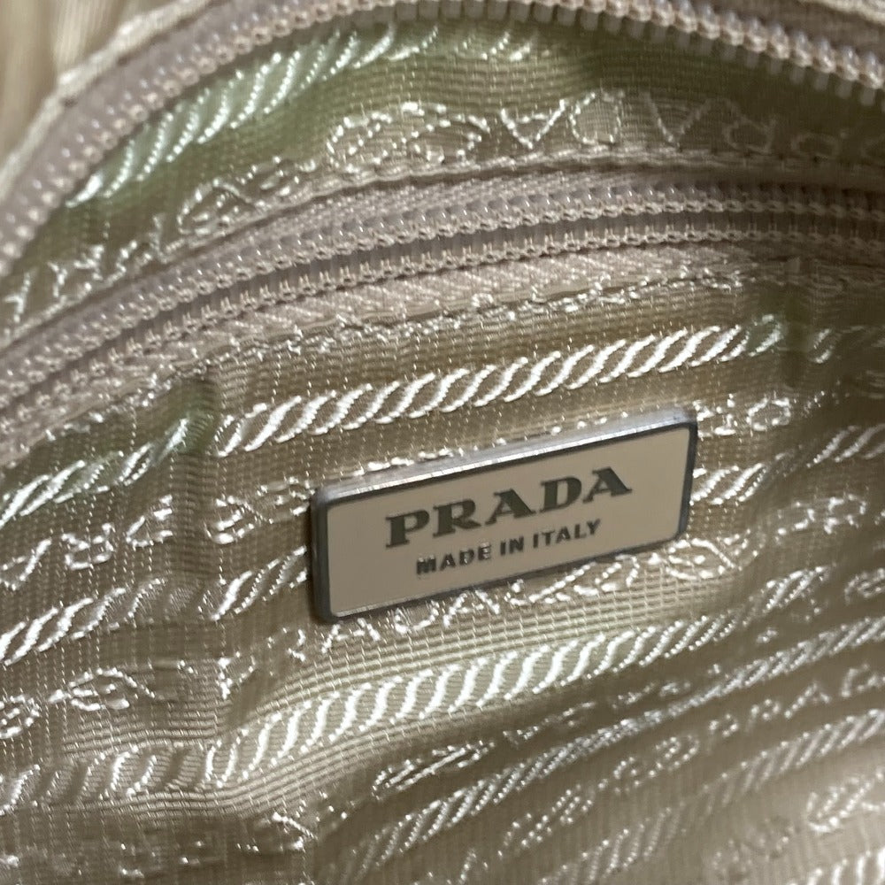 PRADA Handbag BN1631 Nylon / leather Light beige type Crossbody Triangle logo Women Used Authentic