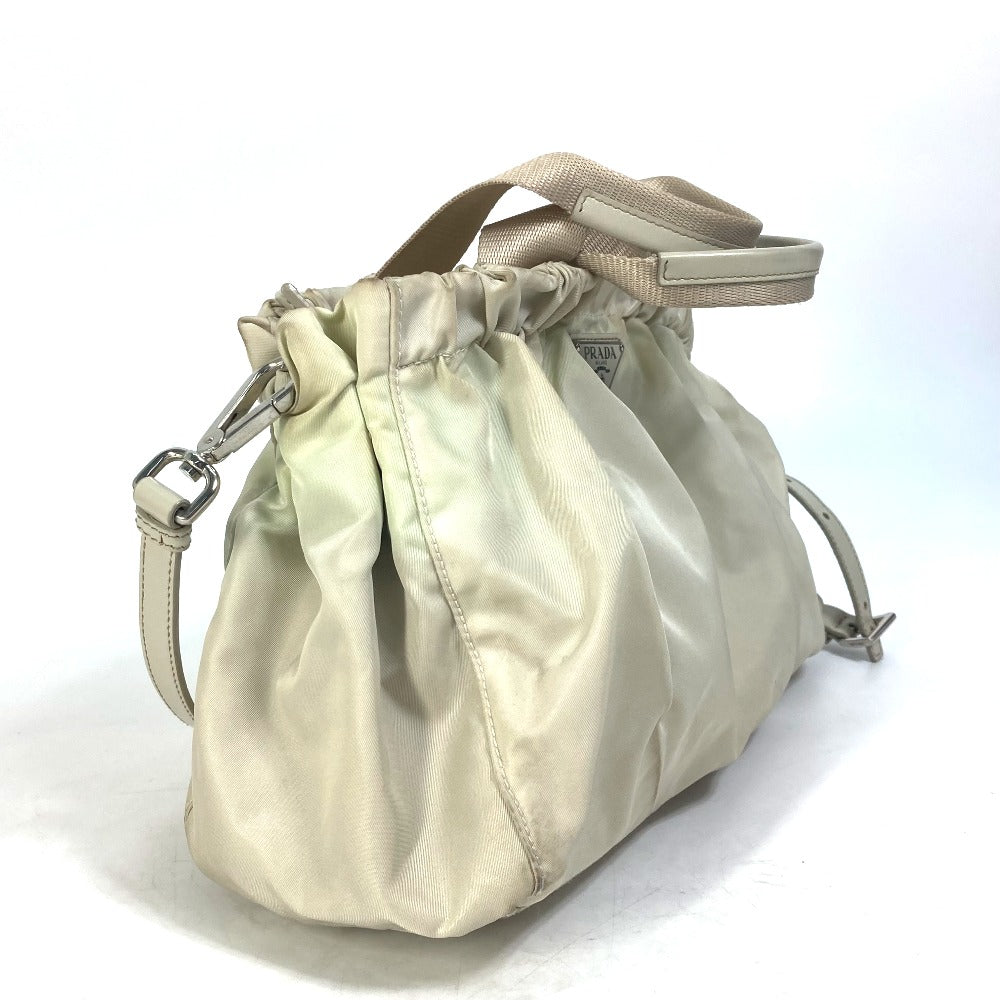PRADA Handbag BN1631 Nylon / leather Light beige type Crossbody Triangle logo Women Used Authentic