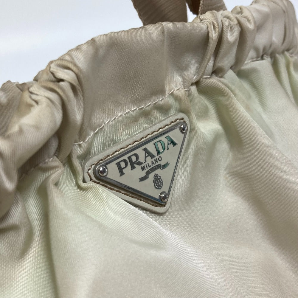 PRADA Handbag BN1631 Nylon / leather Light beige type Crossbody Triangle logo Women Used Authentic
