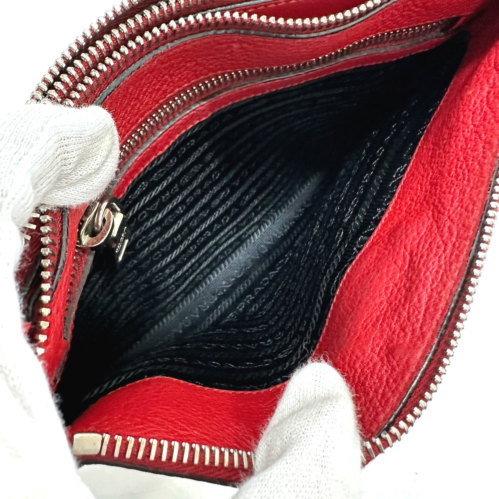PRADA Shoulder Bag 1BH046 leather Red logo Women Used Authentic
