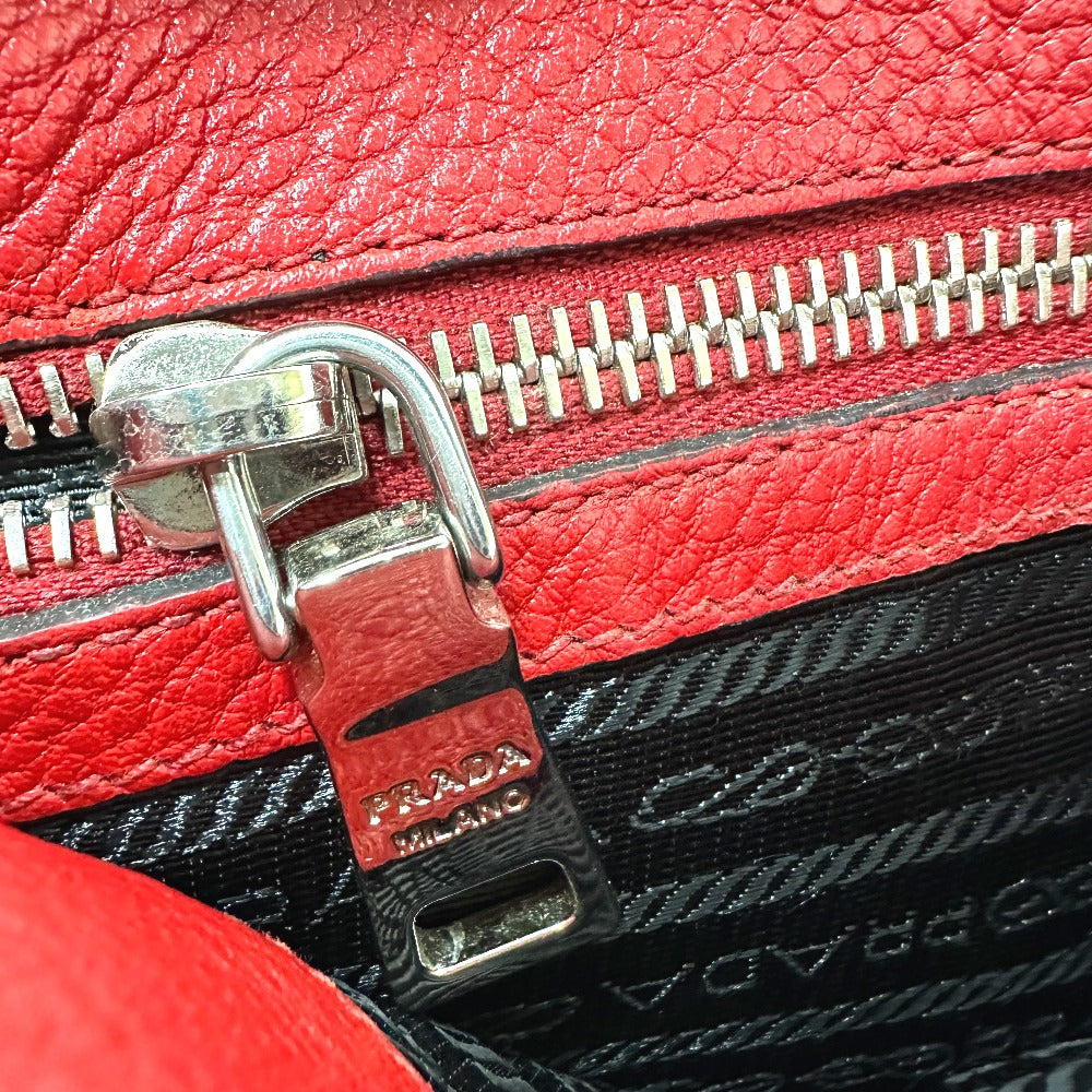 PRADA Shoulder Bag 1BH046 leather Red logo Women Used Authentic