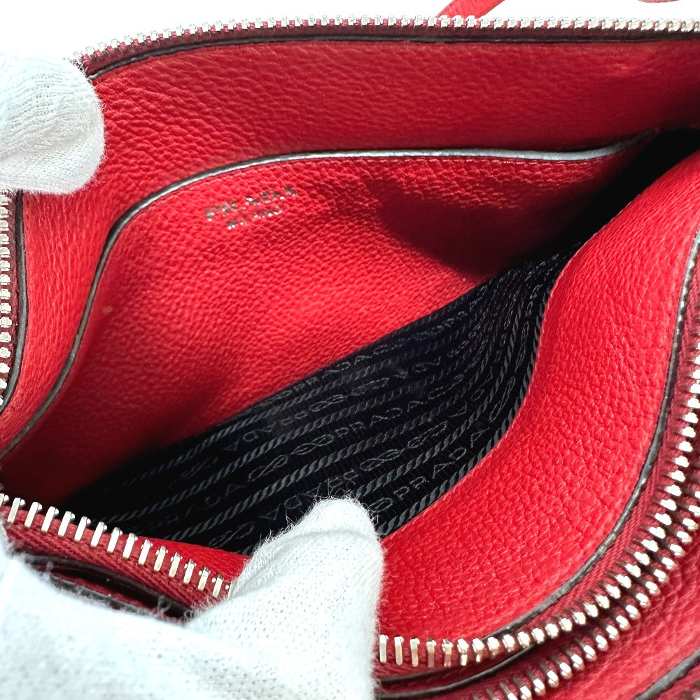 PRADA Shoulder Bag 1BH046 leather Red logo Women Used Authentic