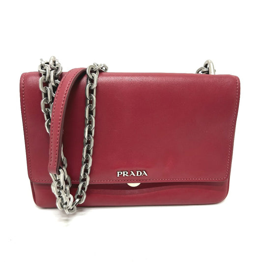 PRADA Shoulder Bag 1BD009 leather Red logo