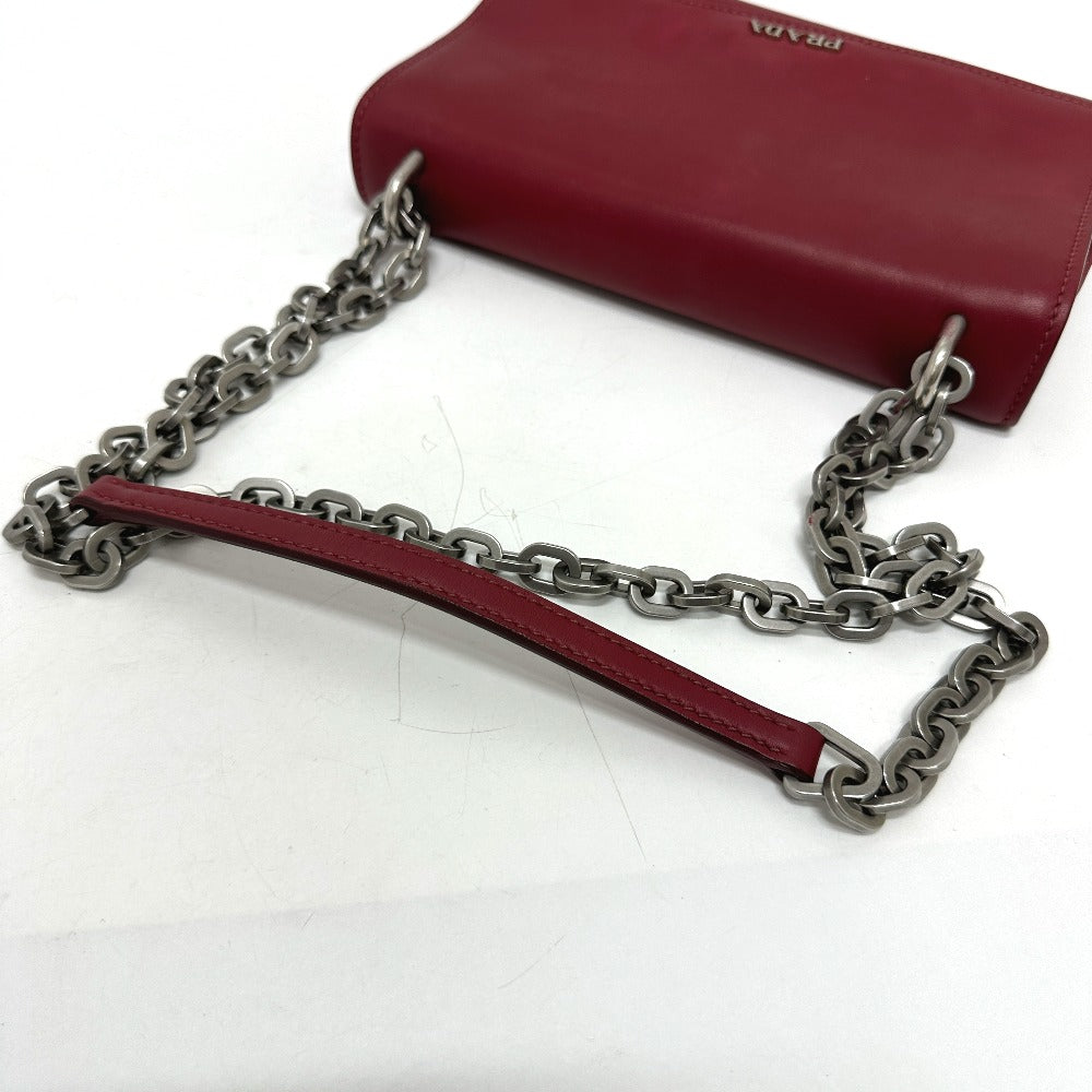 PRADA Shoulder Bag 1BD009 leather Red logo