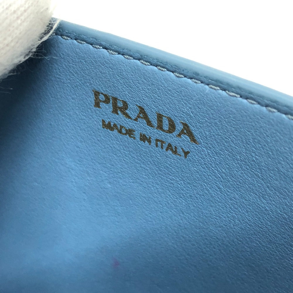 PRADA Wallet Chain 1DH044 leather blue ChainShoulder Bag Saffiano logo Women Used Authentic