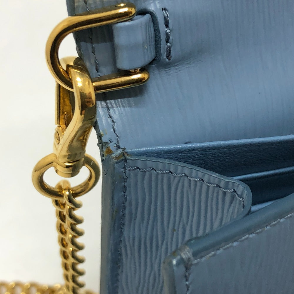 PRADA Wallet Chain 1DH044 leather blue ChainShoulder Bag Saffiano logo Women Used Authentic