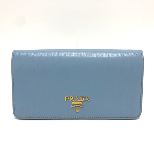 PRADA Wallet Chain 1DH044 leather blue ChainShoulder Bag Saffiano logo Women Used Authentic