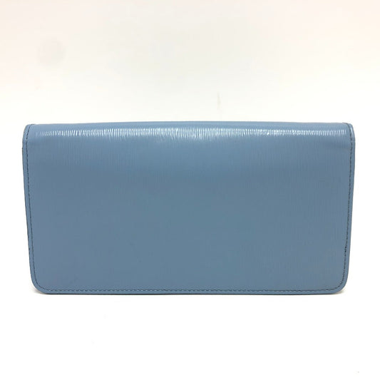 PRADA Wallet Chain 1DH044 leather blue ChainShoulder Bag Saffiano logo Women Used Authentic