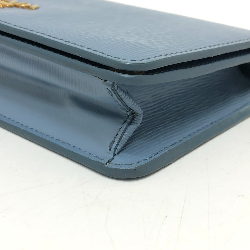 PRADA Wallet Chain 1DH044 leather blue ChainShoulder Bag Saffiano logo Women Used Authentic