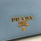 PRADA Wallet Chain 1DH044 leather blue ChainShoulder Bag Saffiano logo Women Used Authentic