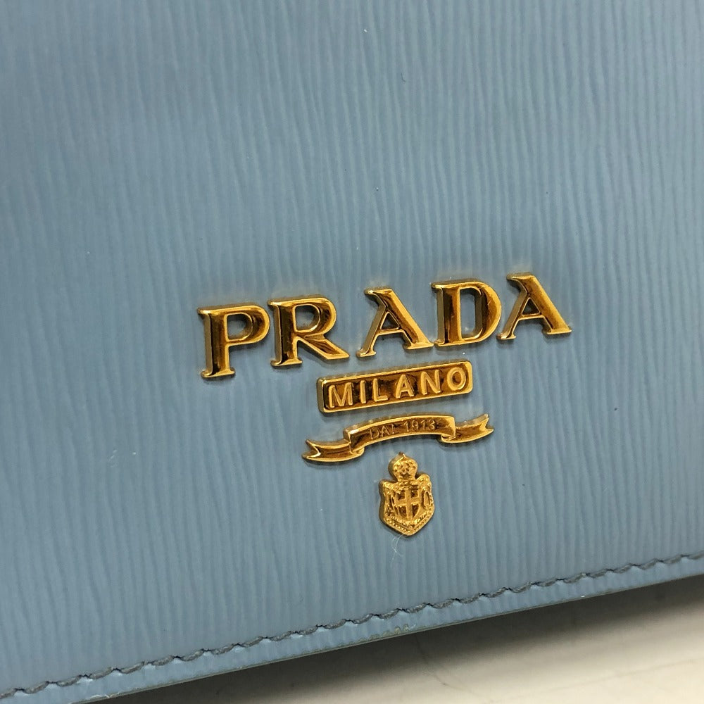 PRADA Wallet Chain 1DH044 leather blue ChainShoulder Bag Saffiano logo Women Used Authentic