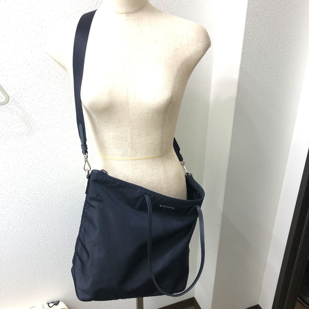 PRADA Shoulder Bag 1BG189 Nylon Navy Triangle logo Tote Bag/Crossbody