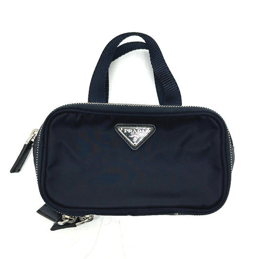 PRADA Handbag 1N1346 Nylon blue triangle plate Women Used Authentic