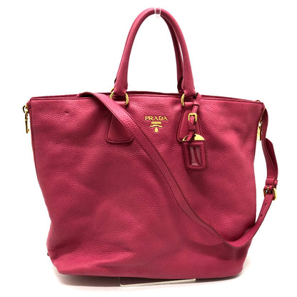 PRADA Handbag BN1713 leather pink logo Women Used Authentic