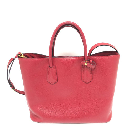 PRADA Handbag BN2729 Safiano leather Red Front pocket Women Secondhand Authentic