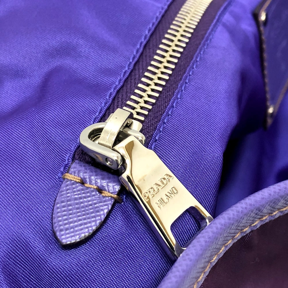 PRADA Tote Bag BR3924 saffiano leather purple logo Women Secondhand Authentic