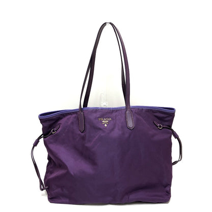 PRADA Tote Bag BR3924 saffiano leather purple logo Women Secondhand Authentic