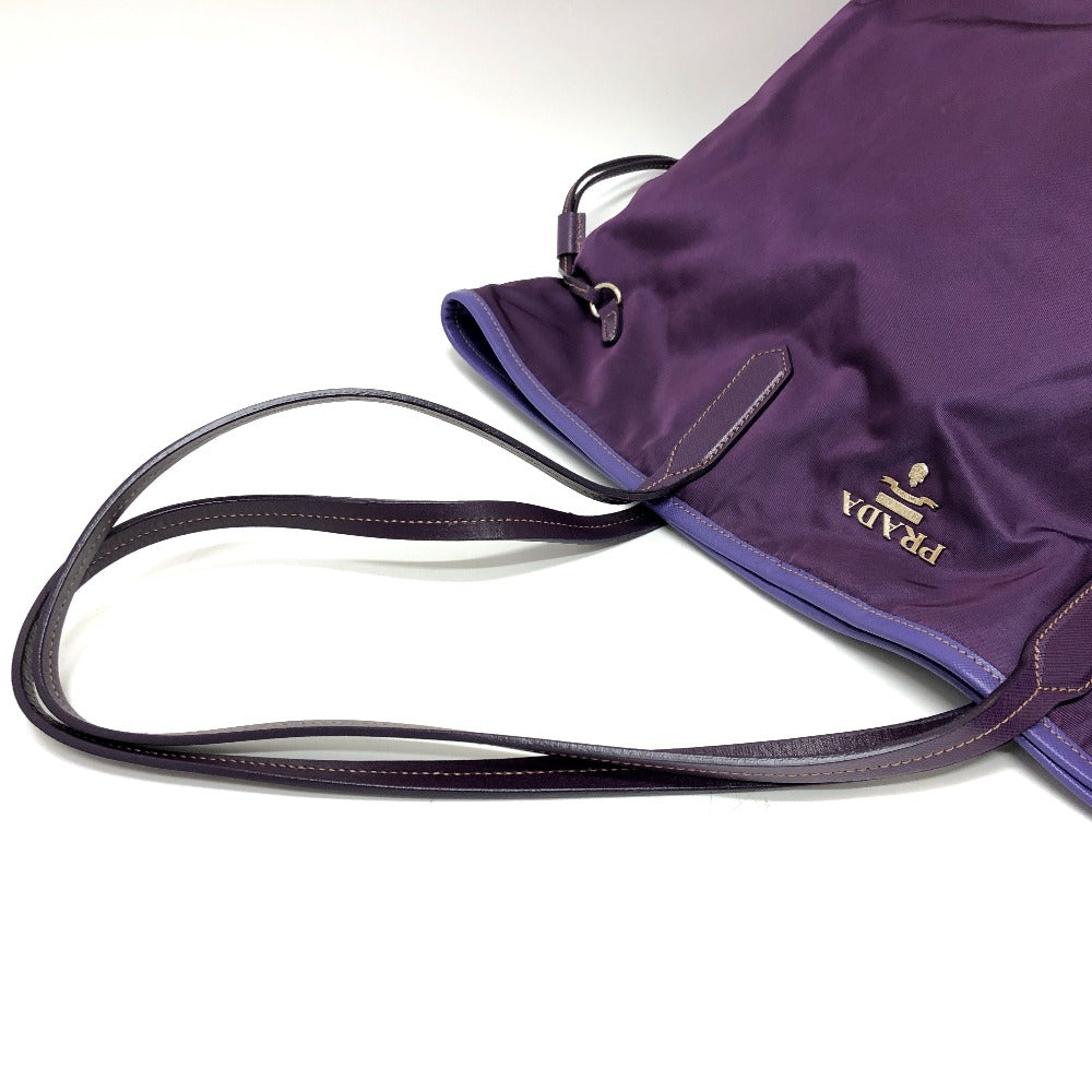 PRADA Tote Bag BR3924 saffiano leather purple logo Women Secondhand Authentic