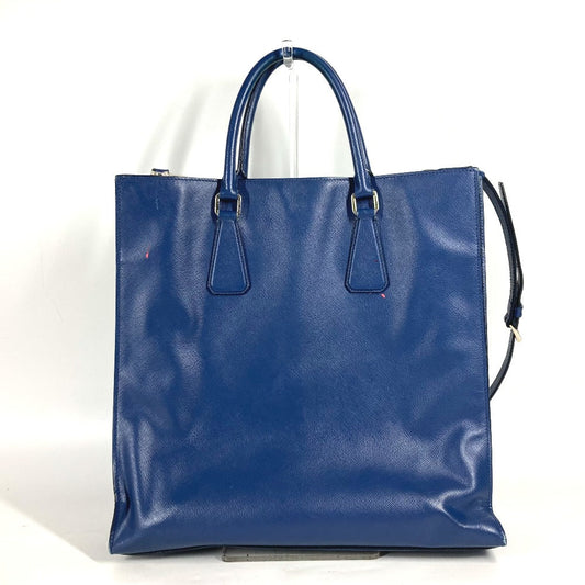PRADA Tote Bag Safiano leather blue Bag Crossbody Shoulder Bag Triangle logo plate mens Used Authentic