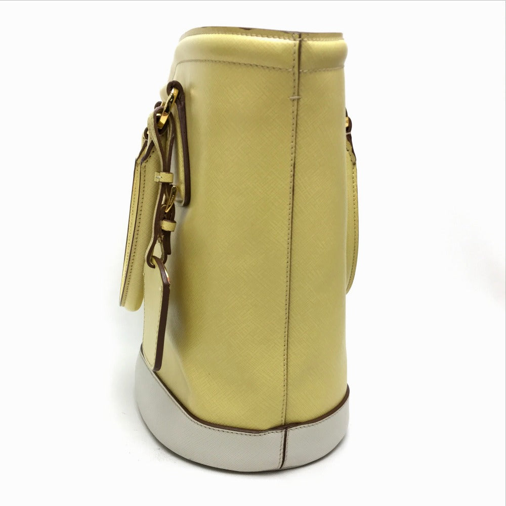 PRADA Shoulder Bag B2442B leather yellow Saffiano Lux Women Used Authentic