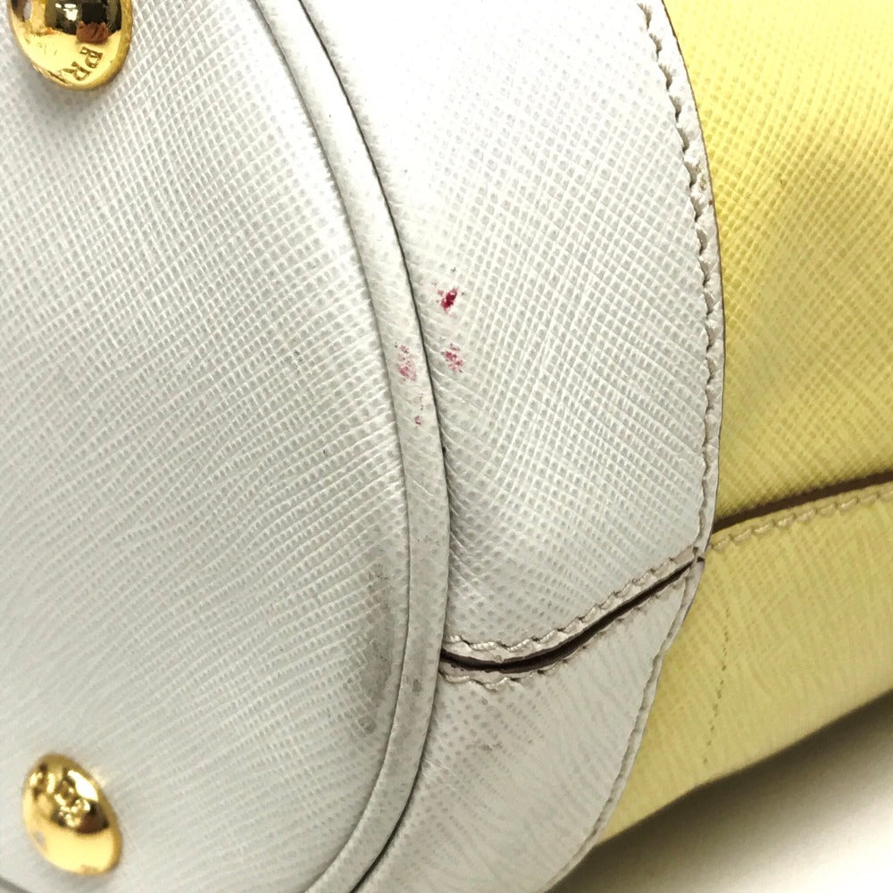 PRADA Shoulder Bag B2442B leather yellow Saffiano Lux Women Used Authentic