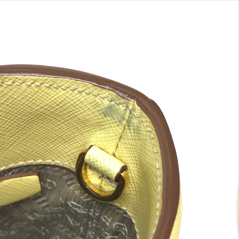 PRADA Shoulder Bag B2442B leather yellow Saffiano Lux Women Used Authentic