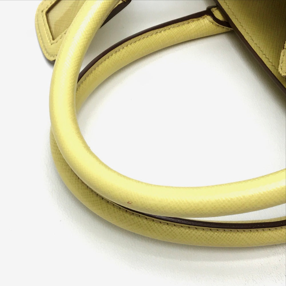 PRADA Shoulder Bag B2442B leather yellow Saffiano Lux Women Used Authentic