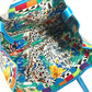 PRADA Tote Bag Canvas / leather multicolor Triangle logo plate All-over logo