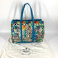 PRADA Tote Bag Canvas / leather multicolor Triangle logo plate All-over logo