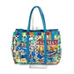 PRADA Tote Bag Canvas / leather multicolor Triangle logo plate All-over logo