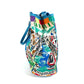 PRADA Tote Bag Canvas / leather multicolor Triangle logo plate All-over logo