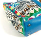 PRADA Tote Bag Canvas / leather multicolor Triangle logo plate All-over logo