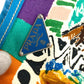 PRADA Tote Bag Canvas / leather multicolor Triangle logo plate All-over logo