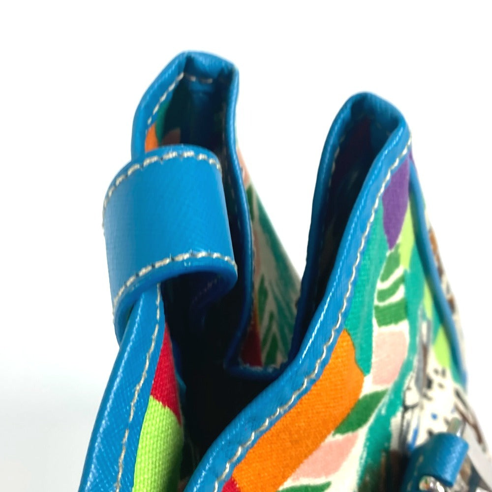 PRADA Tote Bag Canvas / leather multicolor Triangle logo plate All-over logo